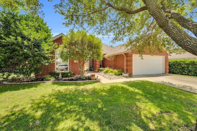 3214 Eagle Ln, Midlothian, TX 76065 - view of property hidden behind natural elements featuring an attached garage, brick siding, driveway, and a front yard