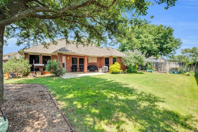 3214 Eagle Ln, Midlothian, TX 76065 - rear view of property featuring a patio, brick siding, and a shingled roof