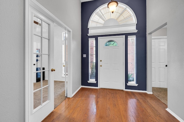 3214 Eagle Ln, Midlothian, TX 76065 - entryway with baseboards, wood finished floors, and a towering ceiling