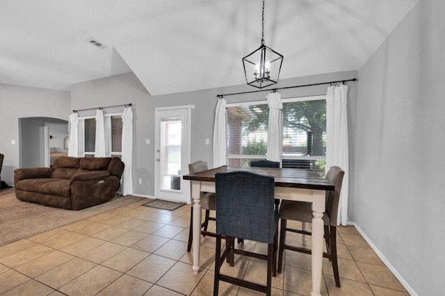 3214 Eagle Ln, Midlothian, TX 76065 - dining space with light tile patterned flooring, healthy amount of natural light, a chandelier, and baseboards