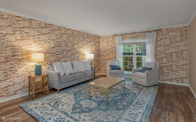 3820 Fairfield Ave Unit 113, Shreveport, LA 71104 - living room featuring crown molding and wood finished floors