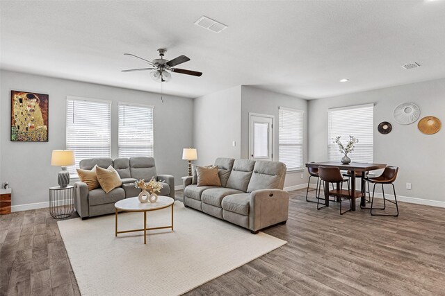 15532 Balham Pass, Fort Worth, TX 76247 - living room with a ceiling fan, plenty of natural light, baseboards, and recessed lighting