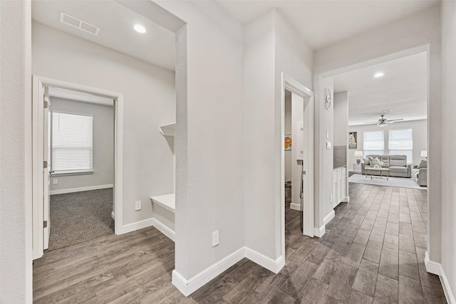 15532 Balham Pass, Fort Worth, TX 76247 - corridor with dark wood-style flooring, baseboards, and recessed lighting