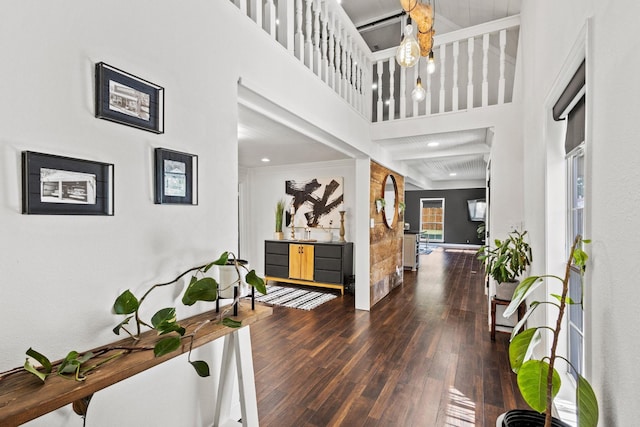 313 Chicken St, Weston, TX 75009 - corridor featuring wood-type flooring and a towering ceiling