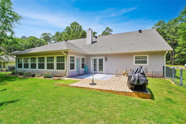 622 Green Meadow Trl, Holly Lake Ranch, TX 75765 - rear view of house featuring a chimney and a deck
