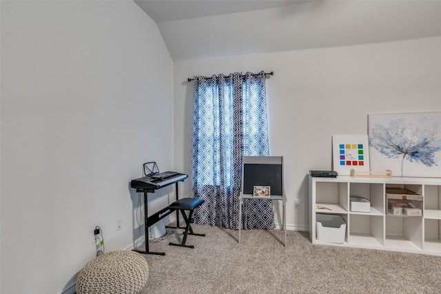 5725 Miriam Dr, Forney, TX 75126 - carpeted home office featuring lofted ceiling