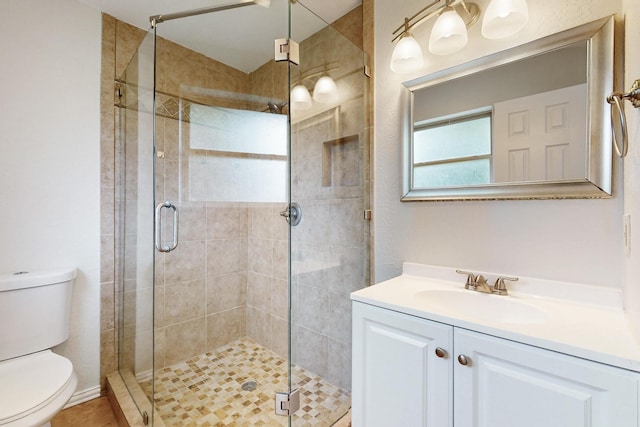 6432 Melinda Ct, Watauga, TX 76148 - bathroom with toilet, vanity, and a shower stall