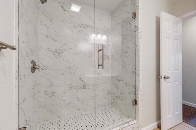 6432 Melinda Ct, Watauga, TX 76148 - full bath with a marble finish shower and baseboards