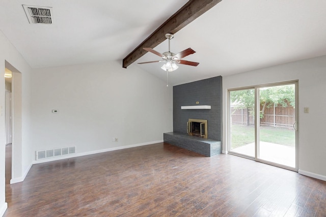 6432 Melinda Ct, Watauga, TX 76148 - unfurnished living room featuring a ceiling fan, a fireplace, wood finished floors, and baseboards