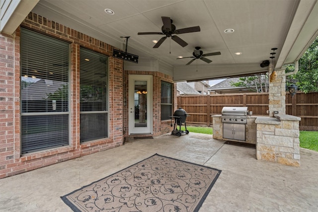 2505 Shoreline Dr, Keller, TX 76248 - view of patio featuring a grill and ceiling fan