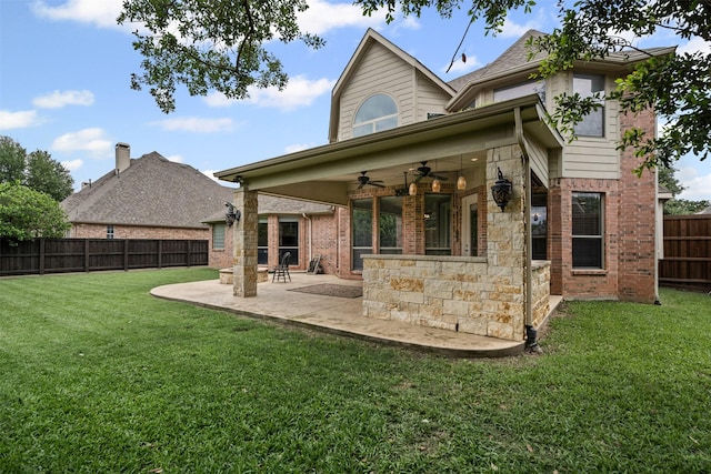 2505 Shoreline Dr, Keller, TX 76248 - back of house with ceiling fan, a patio area, and brick siding