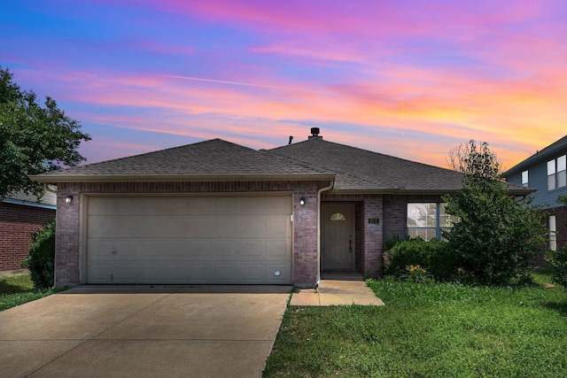 812 Piedmont Dr, Mckinney, TX 75071 - ranch-style house featuring concrete driveway, brick siding, roof with shingles, and an attached garage