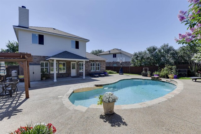 115 Roundup Rd, Waxahachie, TX 75165 - view of swimming pool featuring a patio area, a fenced backyard, and a pergola