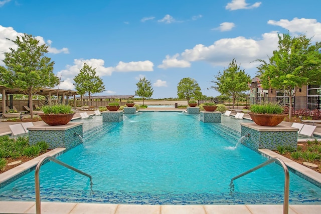 1809 13th St, Argyle, TX 76226 - view of swimming pool with a gazebo