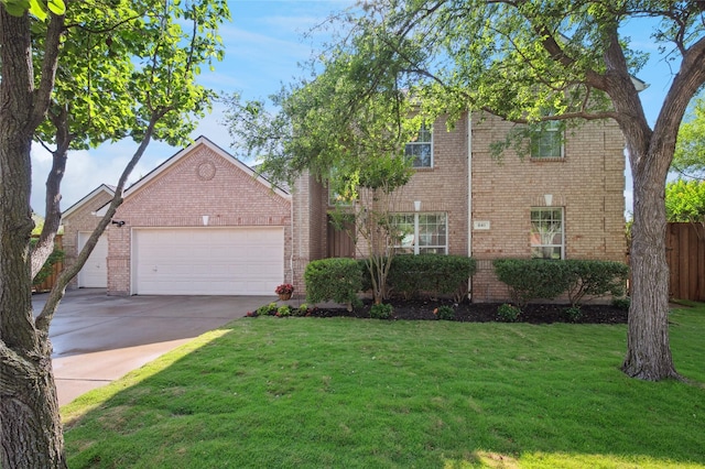 841 Brittany Way, Prosper, TX 75078 - view of front facade featuring brick siding, an attached garage, a front lawn, and driveway