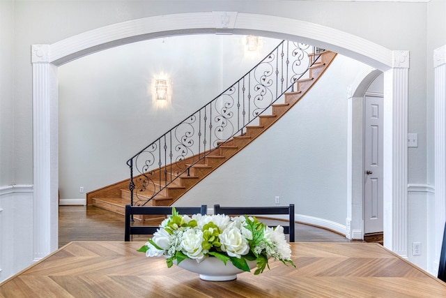 124 Lonesome Trl, Haslet, TX 76052 - staircase featuring arched walkways and baseboards