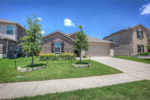 1805 Elderberry St, Royse City, TX 75189 - view of front of home with brick siding, a garage, driveway, and a front lawn