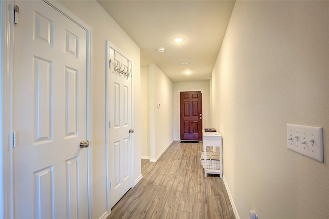 1805 Elderberry St, Royse City, TX 75189 - hall with baseboards, light wood-type flooring, and recessed lighting