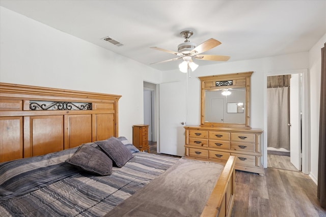 226 Hillcrest St, Sanger, TX 76266 - bedroom with wood finished floors and ceiling fan