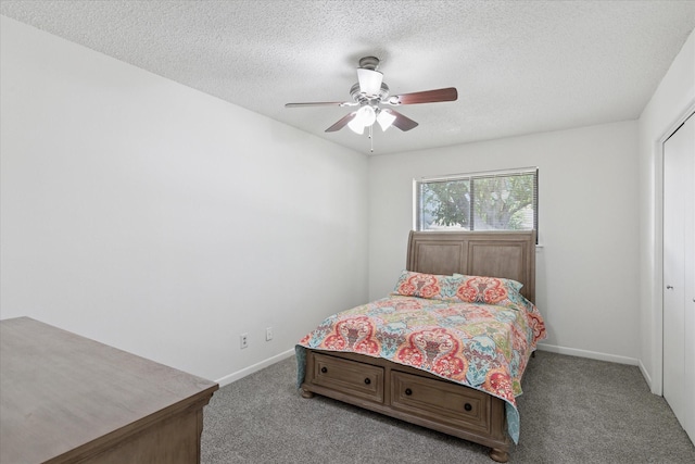226 Hillcrest St, Sanger, TX 76266 - carpeted bedroom with a textured ceiling, baseboards, and ceiling fan