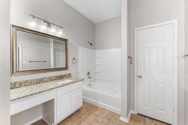 203 Mustang Trl, Celina, TX 75009 - bathroom with vanity, tile patterned floors, shower / washtub combination, and baseboards