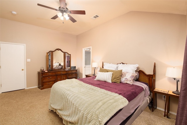 4017 Summerhill Ln, Fort Worth, TX 76244 - bedroom featuring light colored carpet, vaulted ceiling, ceiling fan, and baseboards