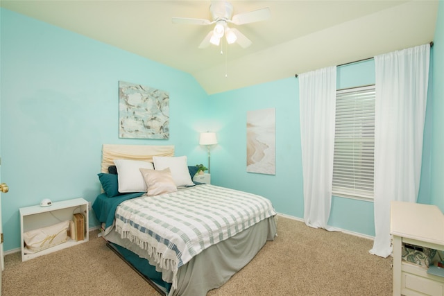 4017 Summerhill Ln, Fort Worth, TX 76244 - carpeted bedroom featuring baseboards, vaulted ceiling, and ceiling fan