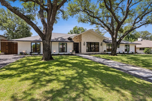 4162 Allencrest Ln, Dallas, TX 75244 - mid-century home featuring brick siding, a front yard, and stone siding