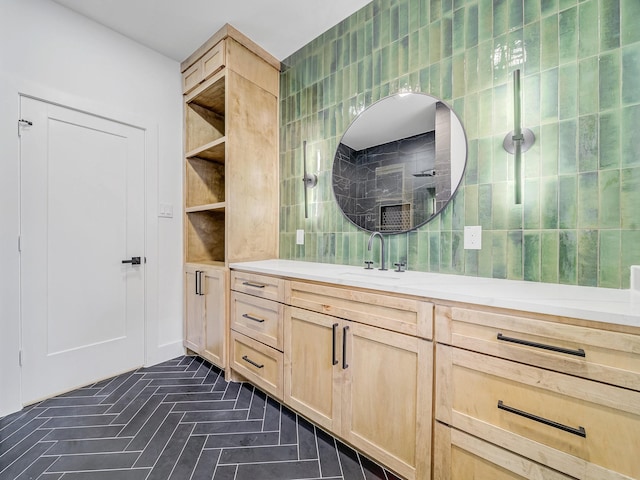 209 S Marlborough Ave, Dallas, TX 75208 - bathroom with vanity and tiled shower