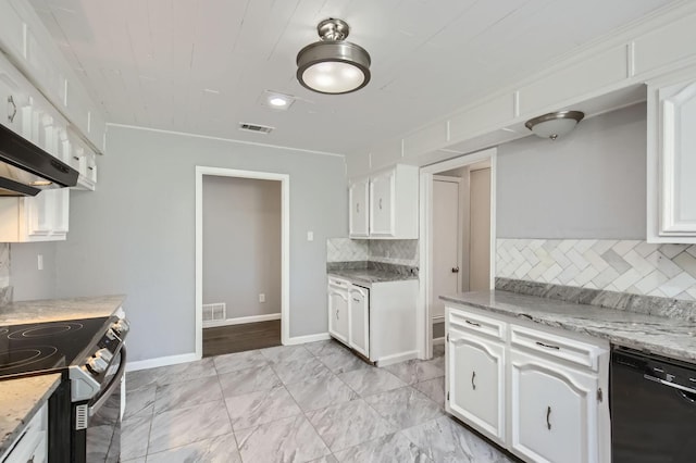 8 Canyon Ridge Dr, Fate, TX 75087 - kitchen featuring dishwasher, stainless steel electric range, white cabinets, and decorative backsplash