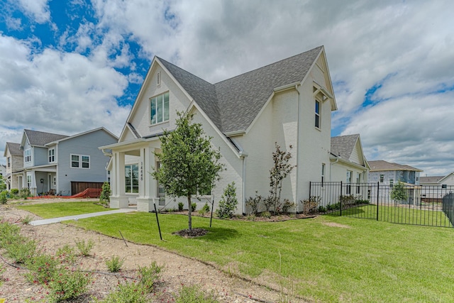 14448 Walsh, Aledo, TX 76008 - view of side of property with a shingled roof, a residential view, and brick siding