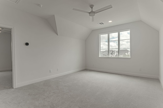14448 Walsh, Aledo, TX 76008 - bonus room featuring vaulted ceiling, ceiling fan, carpet flooring, and baseboards