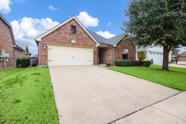 5204 Agave Way, Fort Worth, TX 76126 - view of front of property featuring a front yard, concrete driveway, brick siding, and an attached garage