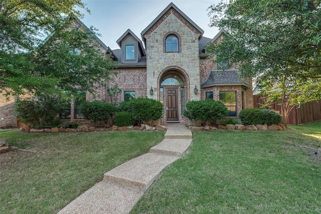 11257 Lamar Ln, Frisco, TX 75033 - french country style house with stone siding, brick siding, and a shingled roof