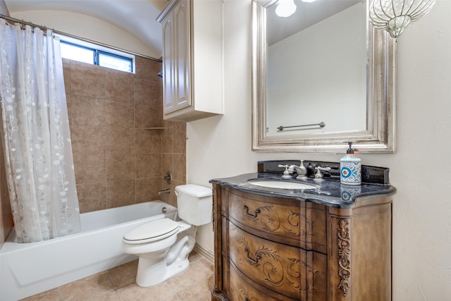 11257 Lamar Ln, Frisco, TX 75033 - full bathroom with shower / bath combo with shower curtain, toilet, vanity, and tile patterned flooring