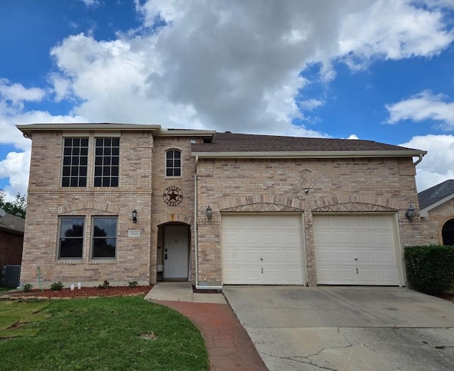 13412 Dove Ranch Rd, Fort Worth, TX 76262 - french country home with driveway, an attached garage, brick siding, and a front lawn