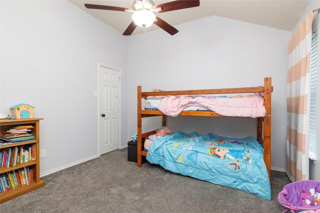 13412 Dove Ranch Rd, Fort Worth, TX 76262 - bedroom featuring vaulted ceiling, carpet flooring, a ceiling fan, and baseboards