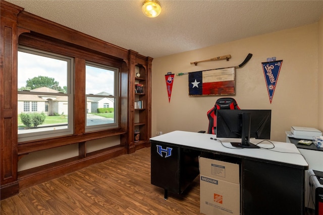 13412 Dove Ranch Rd, Fort Worth, TX 76262 - home office featuring wood finished floors and a textured ceiling