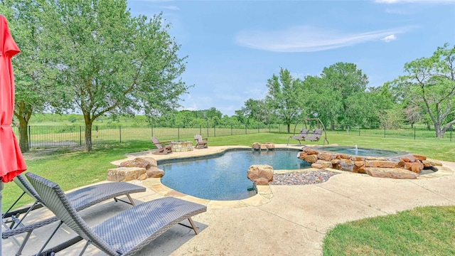 489 Roberts Run, Sherman, TX 75092 - view of pool with a patio, view of scattered trees, and a pool with connected hot tub