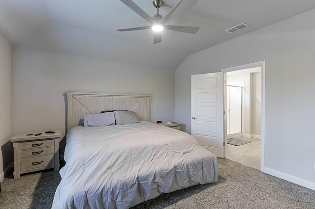 704 Griffith Park Trl, Alvarado, TX 76009 - bedroom featuring carpet floors, lofted ceiling, baseboards, and a ceiling fan