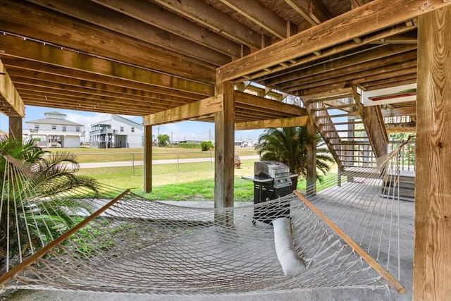 970 Gulfview Dr, Crystal Beach, TX 77650 - view of patio featuring area for grilling and stairs