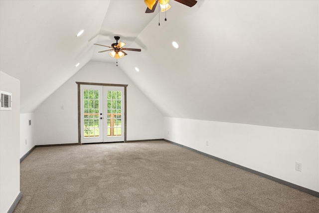1511 Cabaniss Ln, Weatherford, TX 76088 - bonus room with ceiling fan, carpet flooring, vaulted ceiling, baseboards, and recessed lighting