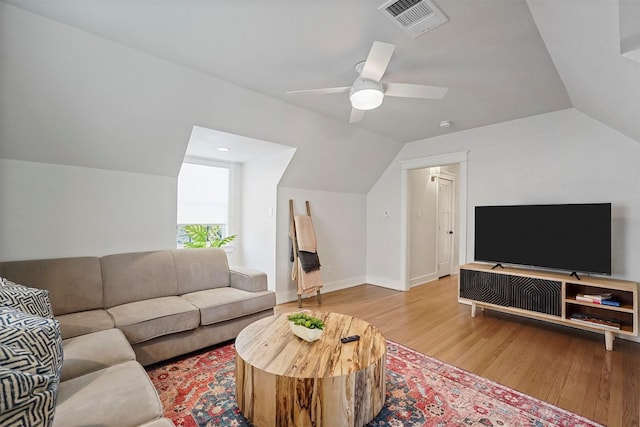 435 Allison Dr, Dallas, TX 75208 - living area with vaulted ceiling, light wood finished floors, ceiling fan, and baseboards