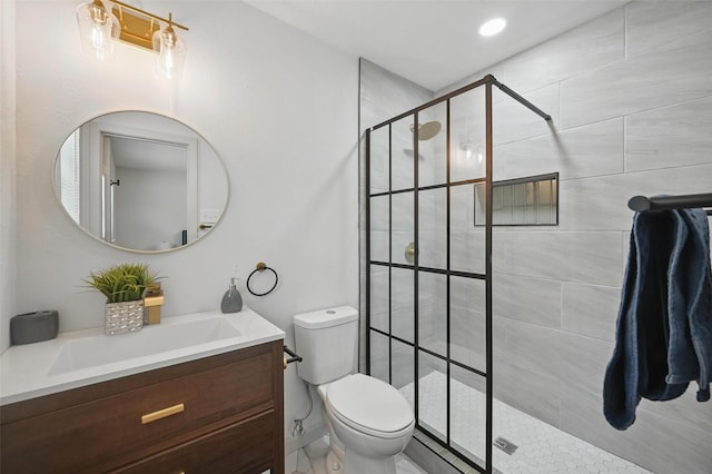 7201 Harwick Ln, North Richland Hills, TX 76182 - full bath featuring a stall shower, vanity, and toilet