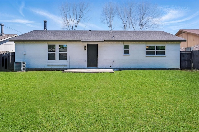 7201 Harwick Ln, North Richland Hills, TX 76182 - rear view of house featuring brick siding, roof with shingles, and cooling unit