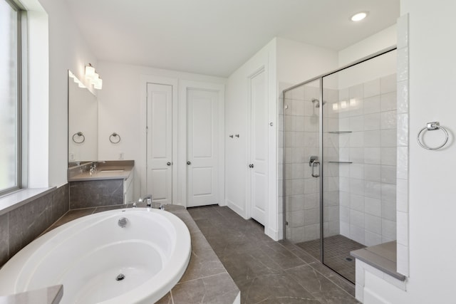 16431 Elk Hollow Rd, Frisco, TX 75035 - full bathroom with a stall shower, a bath, and vanity