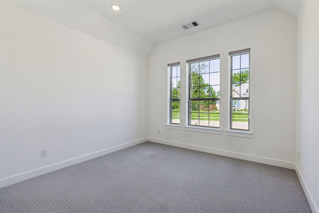 16431 Elk Hollow Rd, Frisco, TX 75035 - empty room featuring lofted ceiling, baseboards, carpet flooring, and recessed lighting