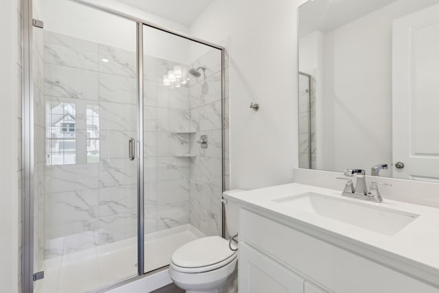 16431 Elk Hollow Rd, Frisco, TX 75035 - bathroom featuring a stall shower, vanity, and toilet
