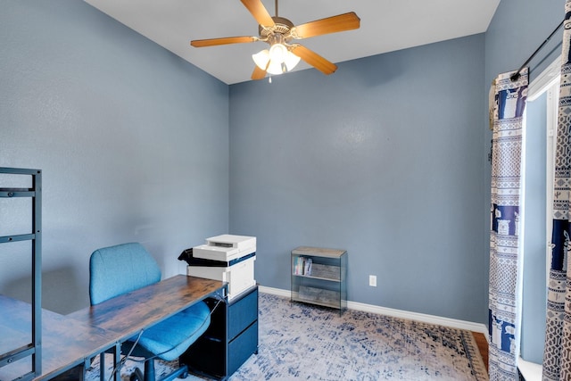 107 Oak Hollow Ln, Red Oak, TX 75154 - office featuring a ceiling fan and baseboards