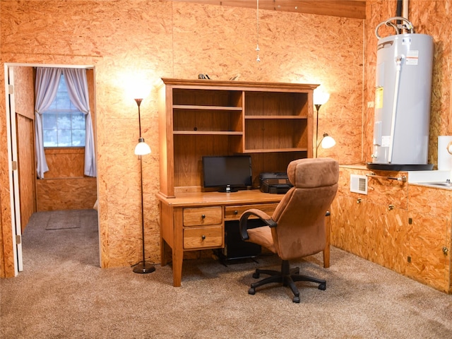 2226 Bethany Rd, Sherman, TX 75090 - carpeted home office featuring water heater